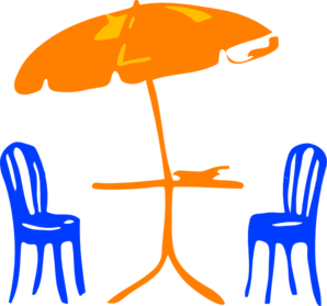 Table With Umbrella And Chairs Clip Art